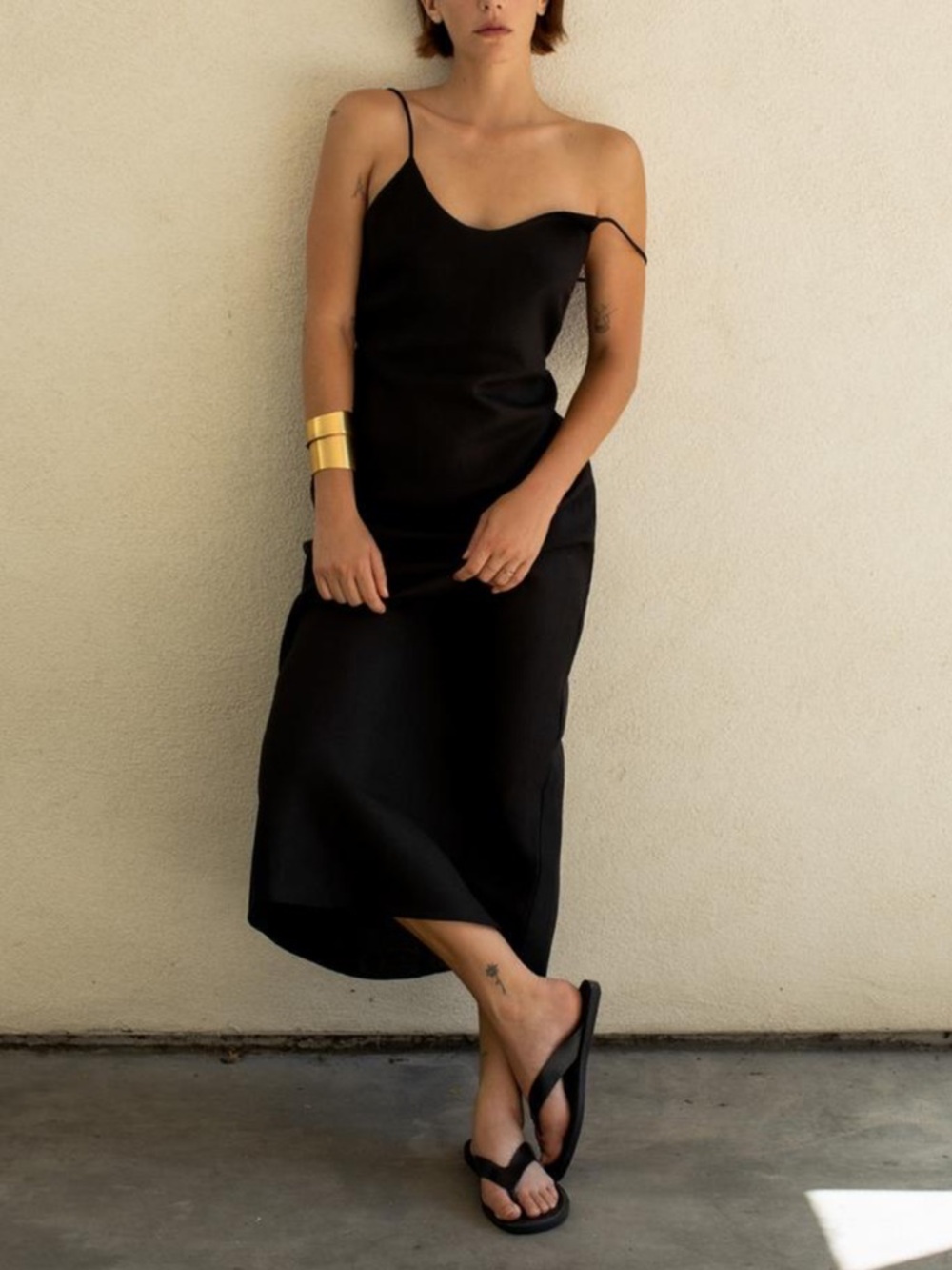 Zara Black Asymmetric Slip Maxi Dress